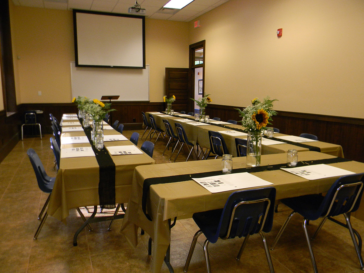 The multi-purpose room can be set up in a number of formats.