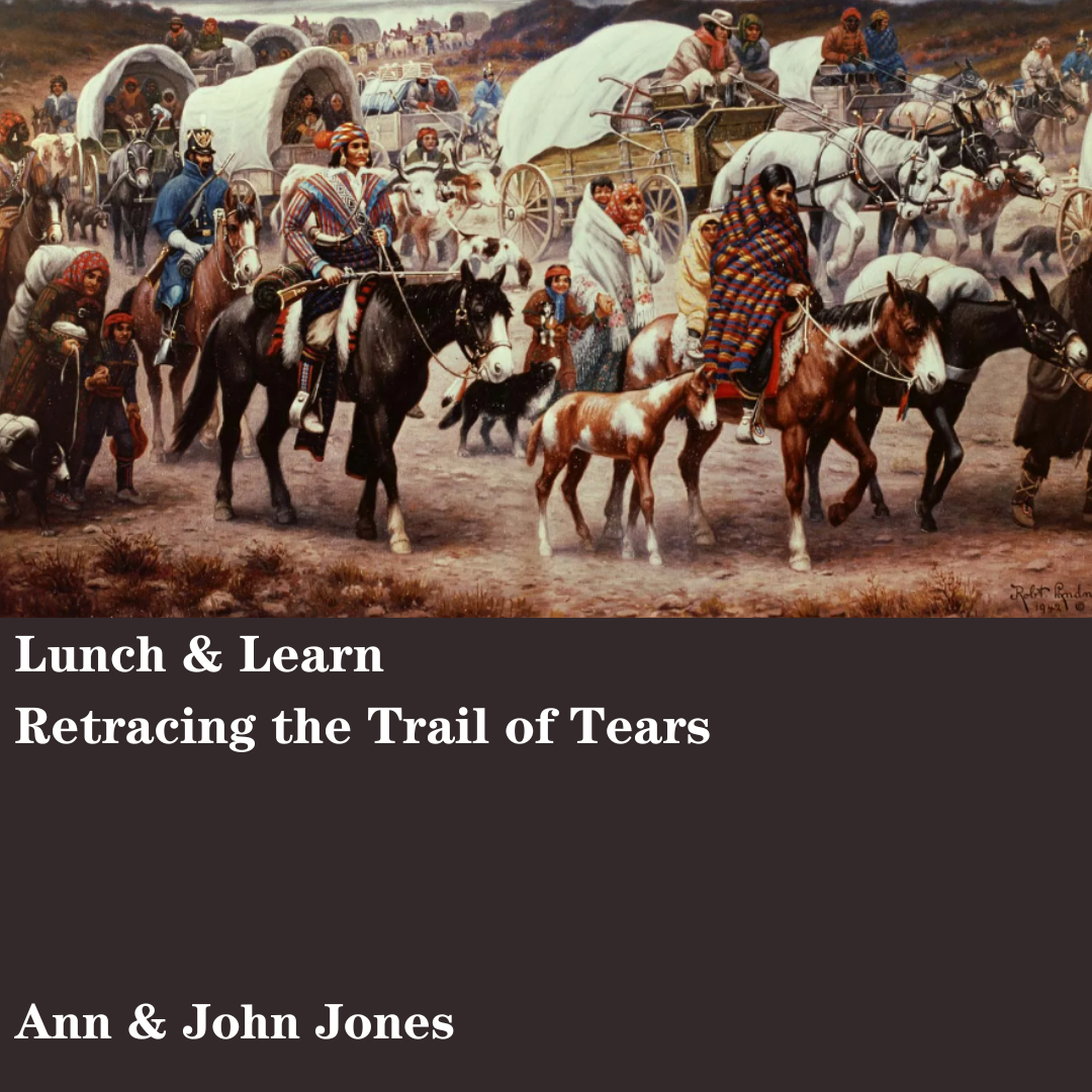Lecture slide featuring painting of a scene the Trail of Tears
